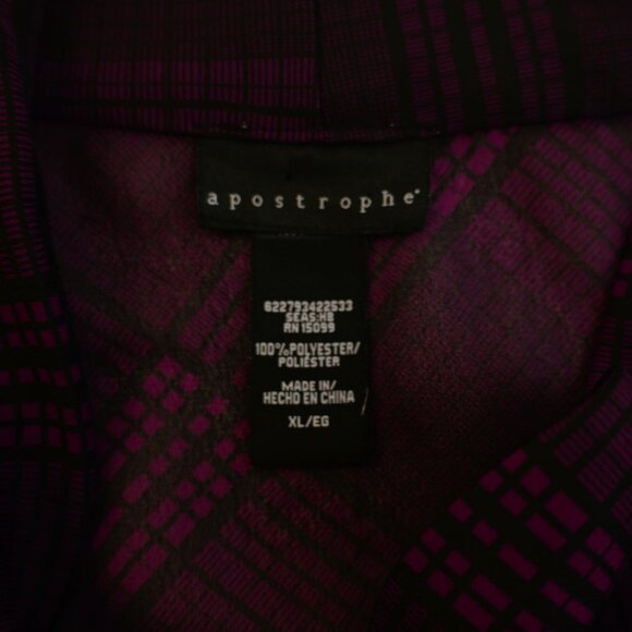 Apostrophe Sheer Purple Plaid Rolled Neck Poncho Blouse Top Sleeveless XL Polyes - Picture 7 of 8